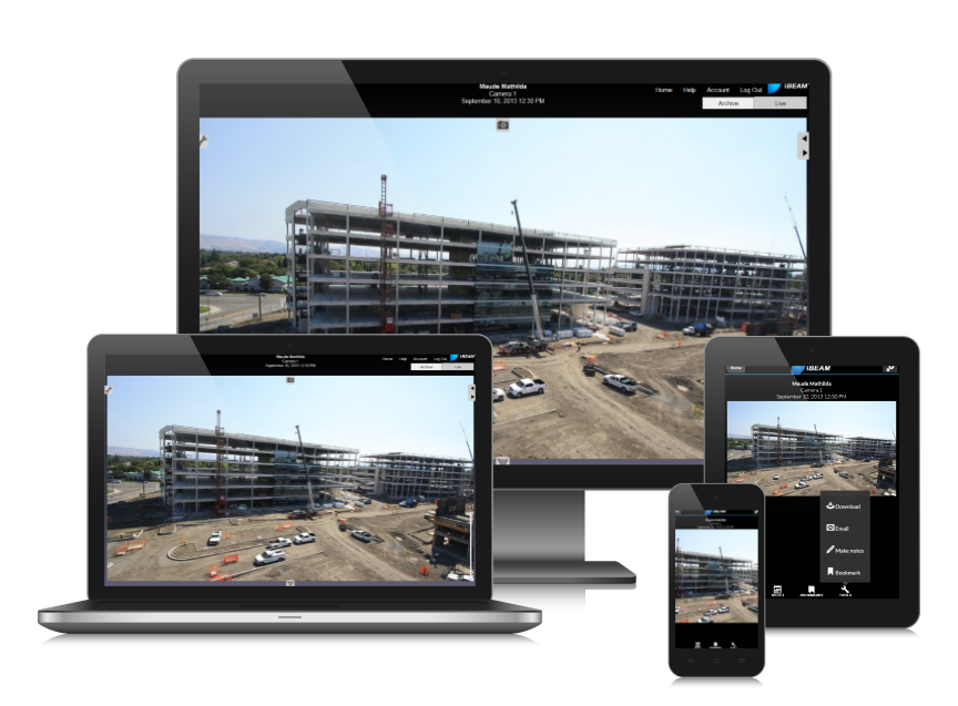 iBEAM Construction Cameras responsive dashboard