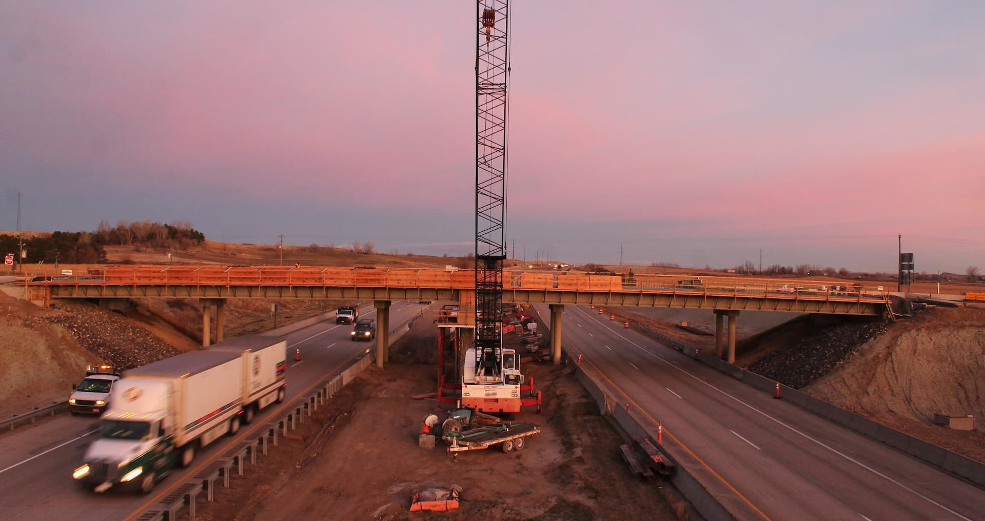 Interstate overpass project captured by construction camera