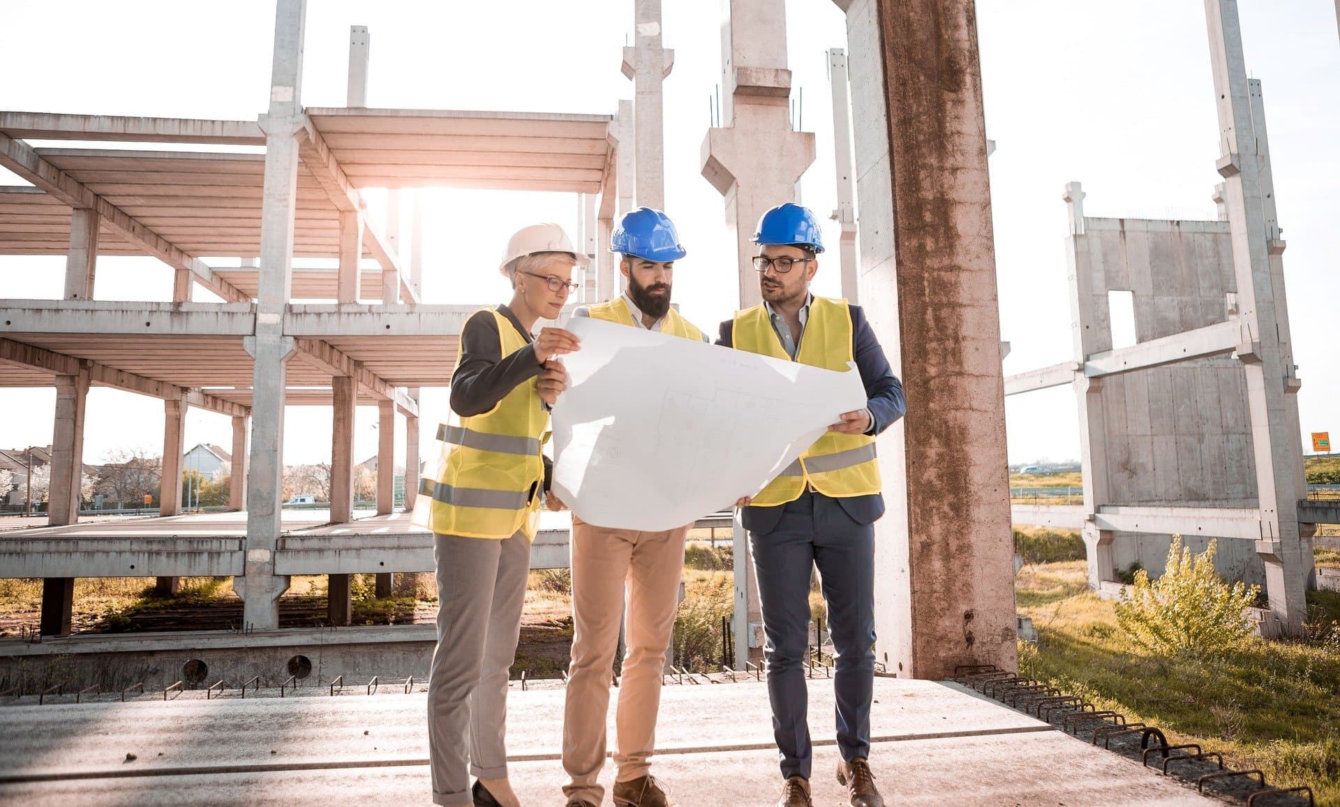 Construction-professionals-reviewing-project