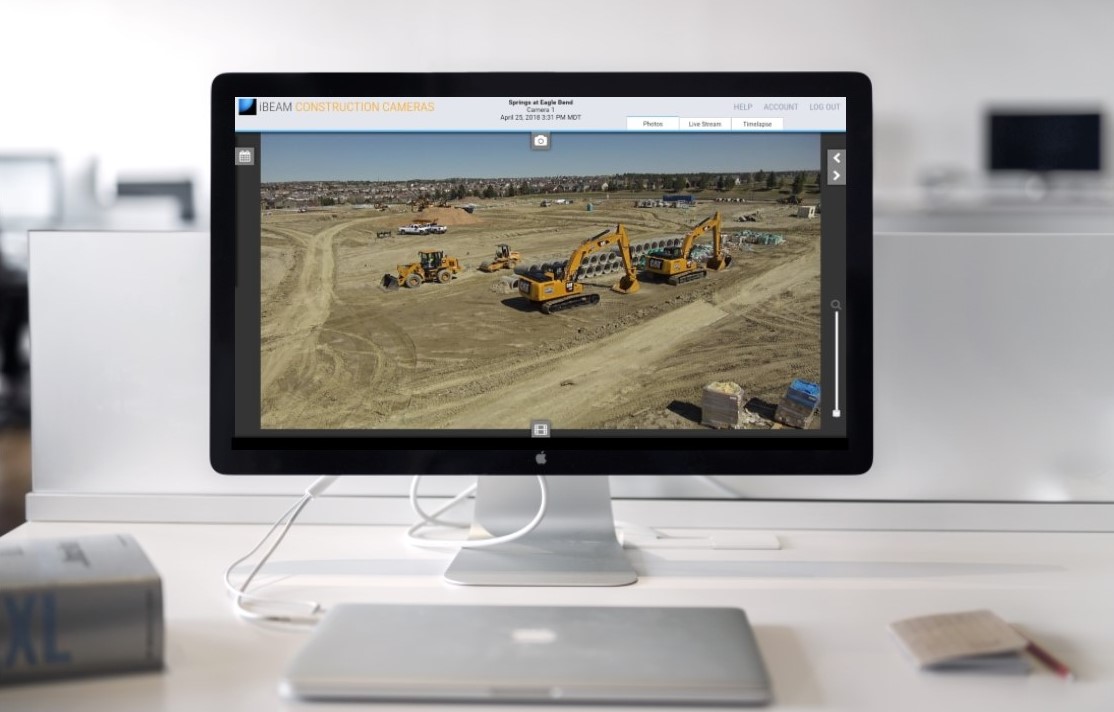 Construction camera images on desktop computer