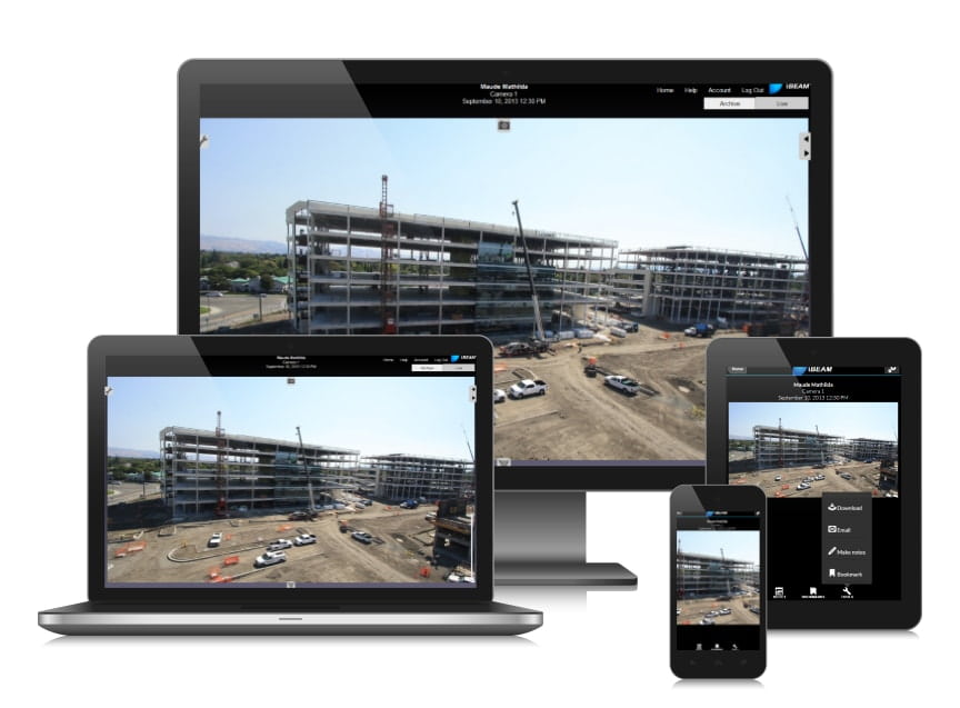 iBEAM Construction Camera web application for desktop and mobile devices