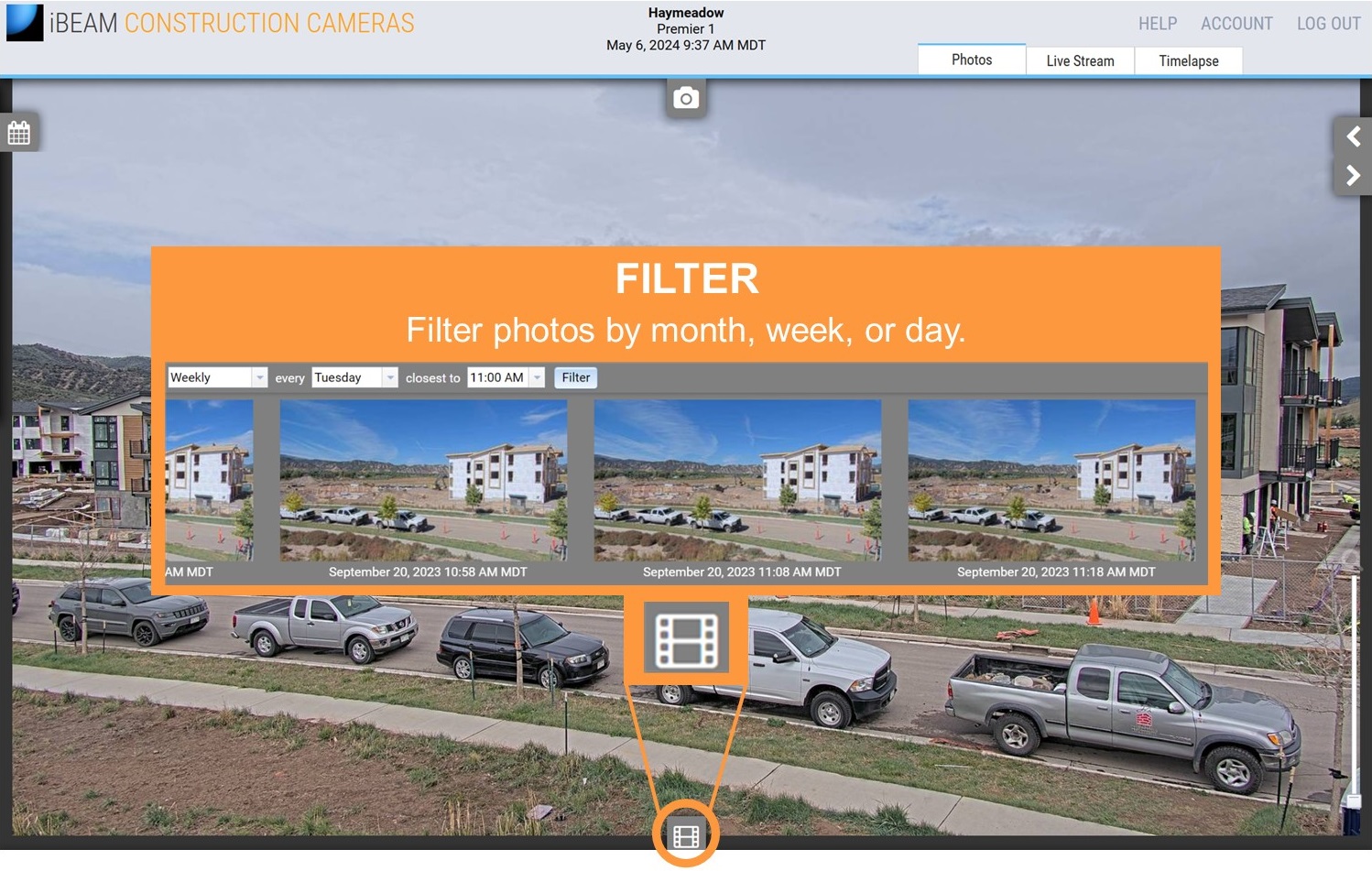 Construction camera filter tool