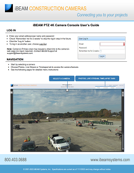 iBEAM PTZ 4K Camera Console user guide